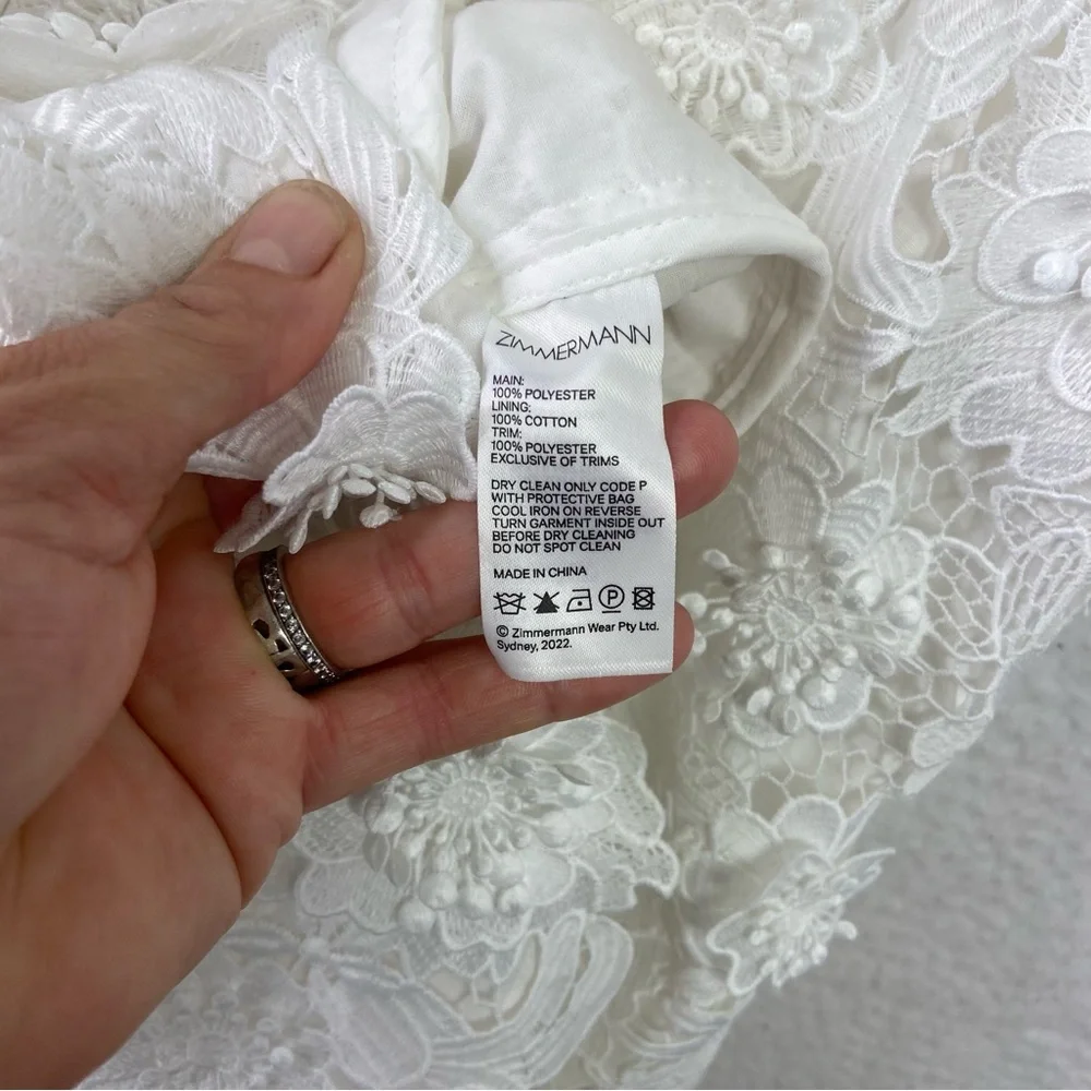 Zimmermann raie lace flower mini dress - ivory - Picture 13 of 15